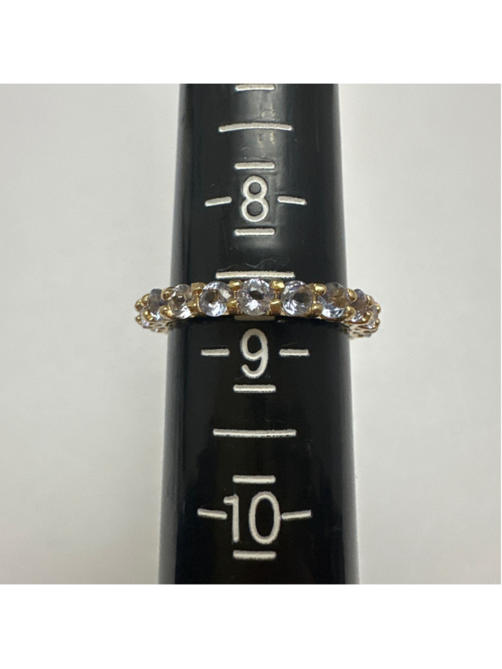 Women's .925 Silver Gold Plated w/Blue Topaz Eternity Ring Size 8.5